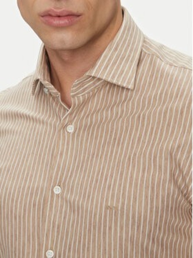 Michael Kors Koszula MK0DS01538 Beżowy Slim Fit