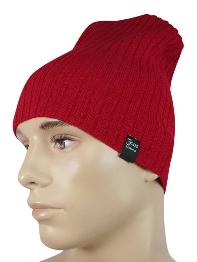 Czapka Czerwona Jesienno-Zimowa, Beanie, Krasnal, Rozciągliwa, w Prążki