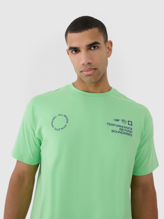 4F T-shirt oversize z nadrukiem męski - zielony XL