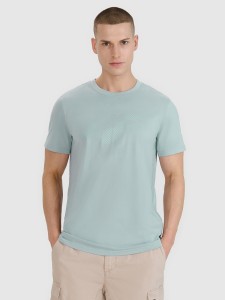 4F T-shirt regular z nadrukiem męski - niebieski L