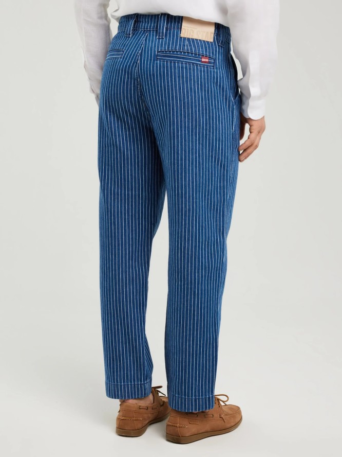 Jeansy męskie loose w prążek granatowe Temir 540