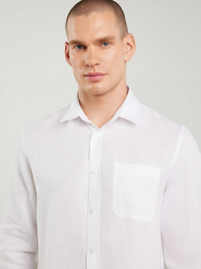 Lniana koszula męska biała Jianis 101