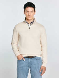 bluza męska ze stójką kremowa salih 103