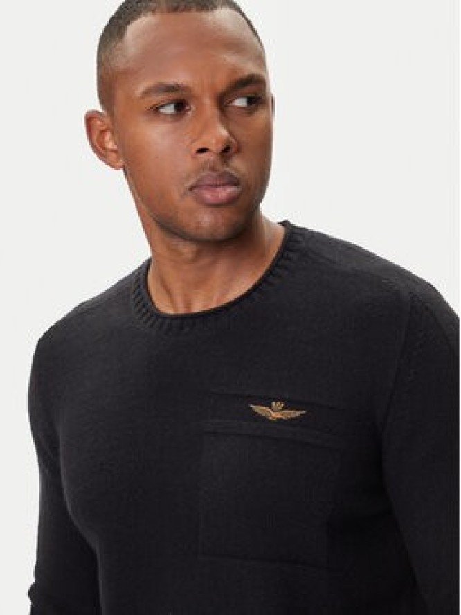Aeronautica Militare Sweter 252MA1586UL00904 Czarny Regular Fit