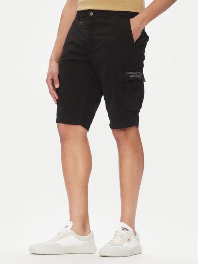 Aeronautica Militare Szorty materiałowe 251BE066CT1122 Czarny Regular Fit