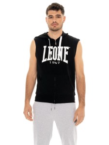 Leone Basic męska bluza z kapturem i bez rękawów zapinana na zamek