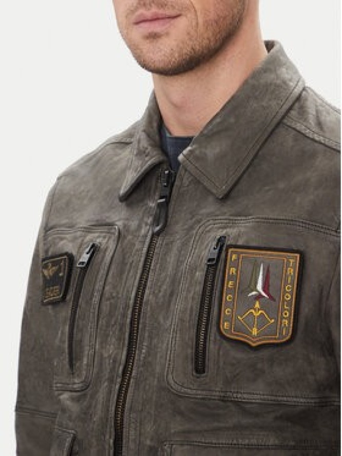 Aeronautica Militare Kurtka skórzana 251PN5047PL00300 Szary Regular Fit