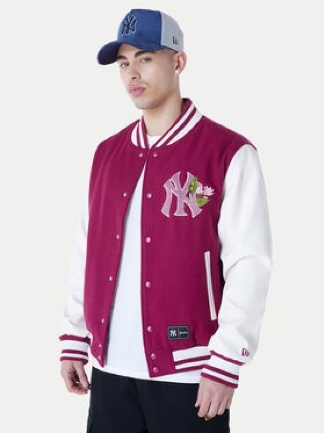 New Era Kurtka bomber Yankees MLB Floral 60596333 Bordowy Regular Fit