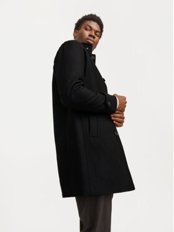 Jack & Jones Płaszcz wełniany Melton 12258672 Czarny Regular Fit