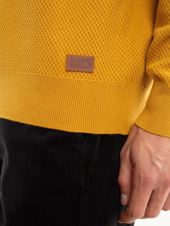 Sweter męski bawełniany klasyczny żółty Reyli 202