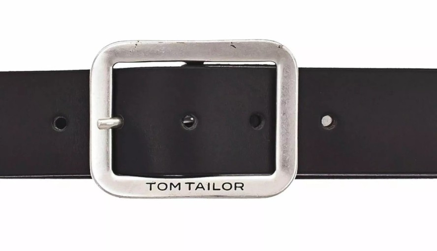 TOM TAILOR MĘSKI PASEK SKÓRZANY NA BOLEC SKÓRA 40mm Gurtel BLACK TG1016R57