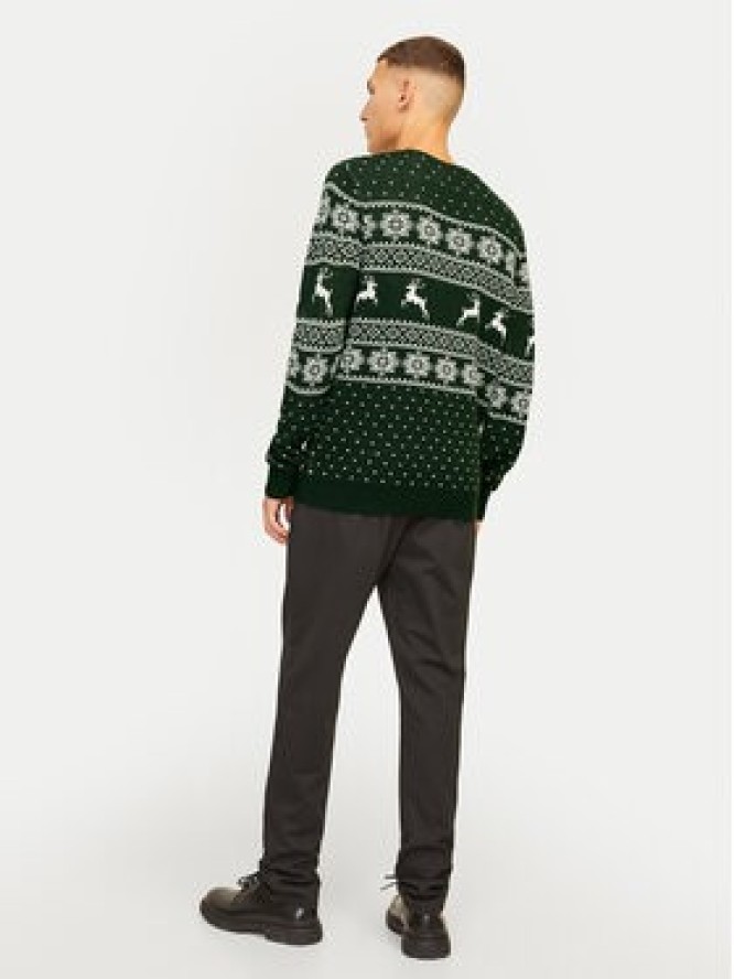 Jack & Jones Sweter Xmas Gabriel 12266118 Zielony Regular Fit