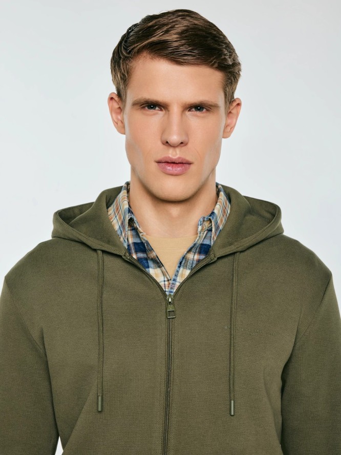 Bluza męska rozpinana z kapturem khaki Wladorh 303