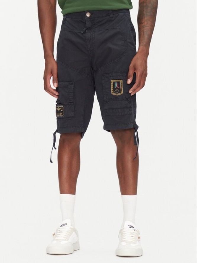 Aeronautica Militare Szorty materiałowe 251BE041CT1122 Granatowy Regular Fit