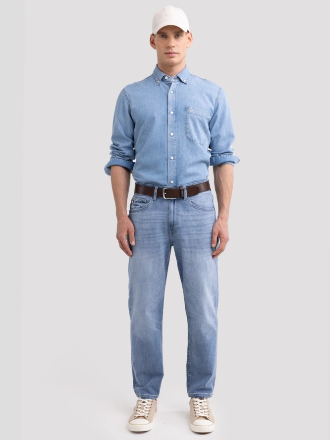 Koszula męska z imitacji jeansu niebieska Jason 147