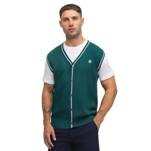 Męska kamizelka golfowa z dzianiny z dekoltem w serek Siroko Carnoustie Teal