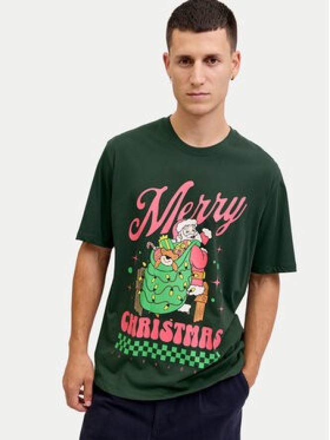 Jack & Jones T-Shirt Holiday Cartoon 12287550 Zielony Relaxed Fit
