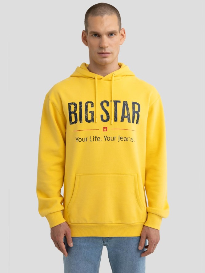 Bluza męska z kapturem z logo BIG STAR żółta Ashlyno 201