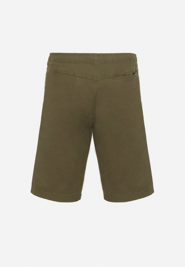 Ciemnozielone Klasyczne Szorty z Gumką w Pasie Ściągane Troczkiem od Środka Piofina