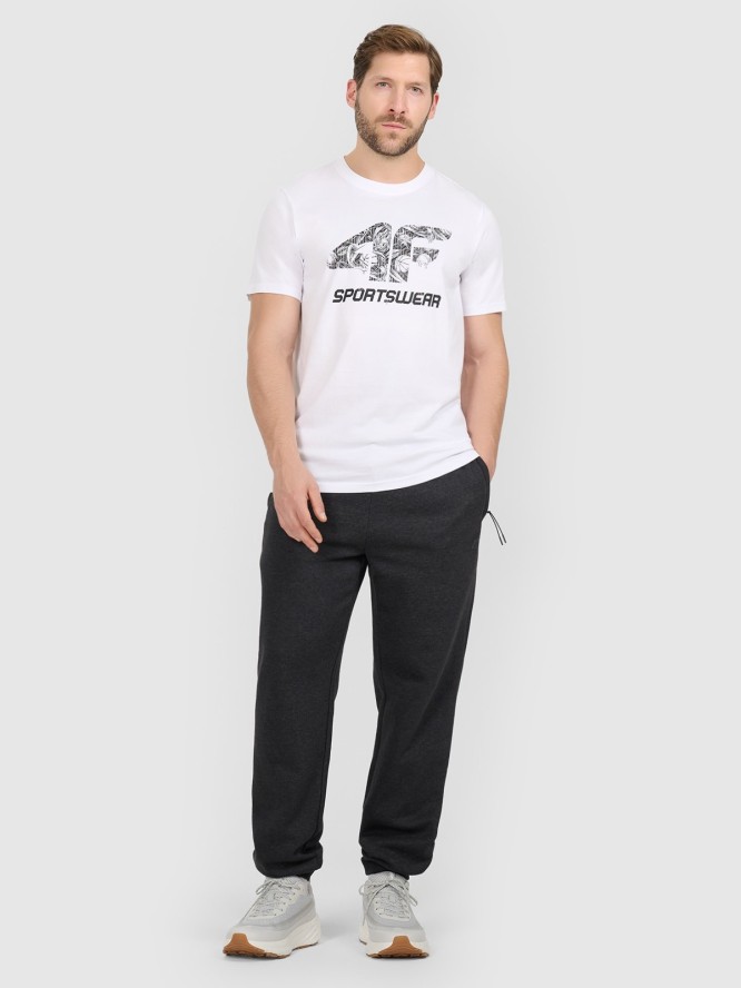 4F T-shirt regular z nadrukiem męski - biały M