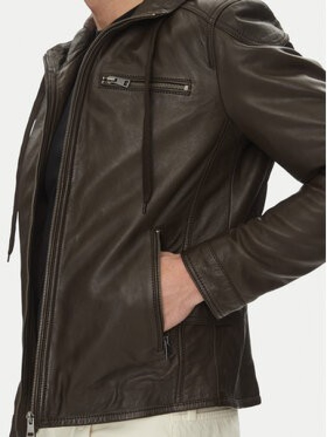 Serge Pariente Kurtka skórzana Ondo Brązowy Regular Fit