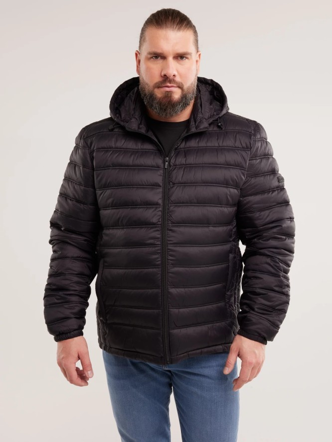 Kurtka męska pikowana z kapturem czarna Acarf 906