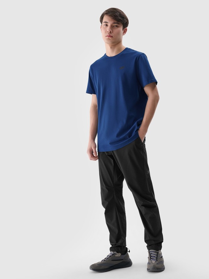 4F T-shirt regular gładki męski - niebieski S