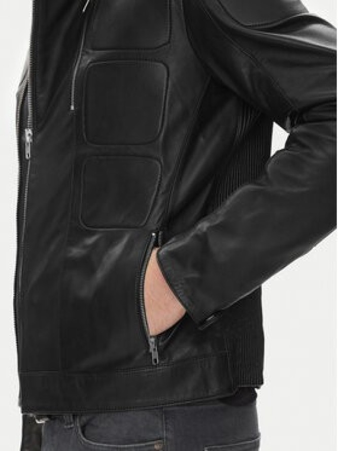 Serge Pariente Kurtka skórzana Couture Czarny Slim Fit