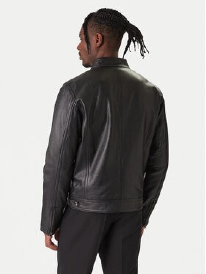 Tommy Hilfiger Kurtka skórzana Racer MW0MW41961 Czarny Regular Fit