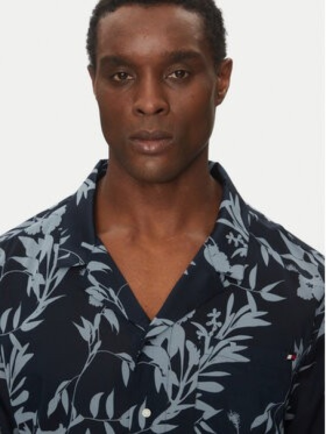 Tommy Hilfiger Koszula Bowling Shirt Print UM0UM03227 Granatowy Regular Fit