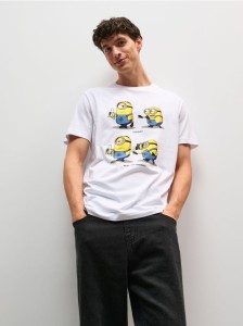 Bawełniana koszulka z nadrukiem Minions - biały