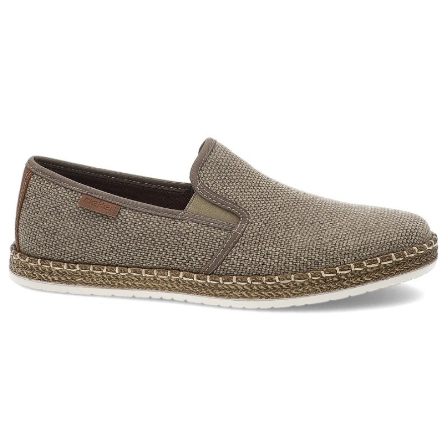 Beżowe Espadryle Rieker Eleganckie Wsuwane Obuwie Męskie