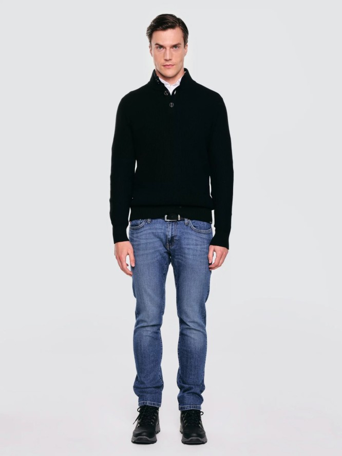 Sweter męski ze stójką czarny Neroni 906