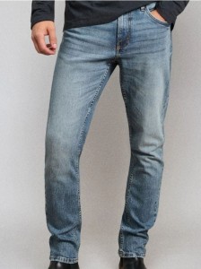 Jeansy slim fit z efektem sprania - niebieski
