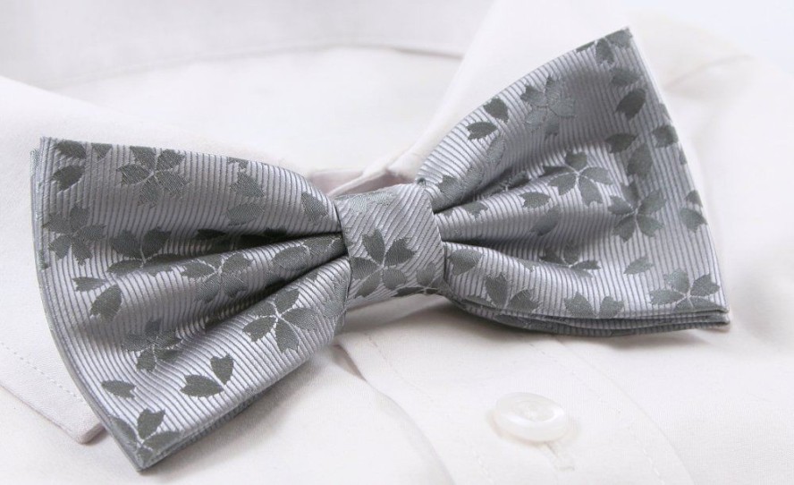 Mucha Męska z Poszetką w Zestawie - Alties - Popiel w Kwiatki