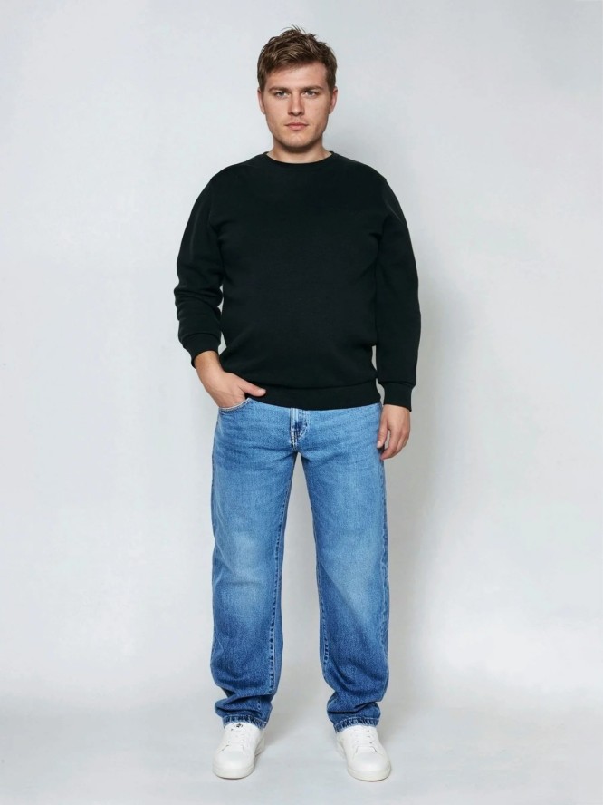 Bluza męska ze splotem pique czarna Wiler 906