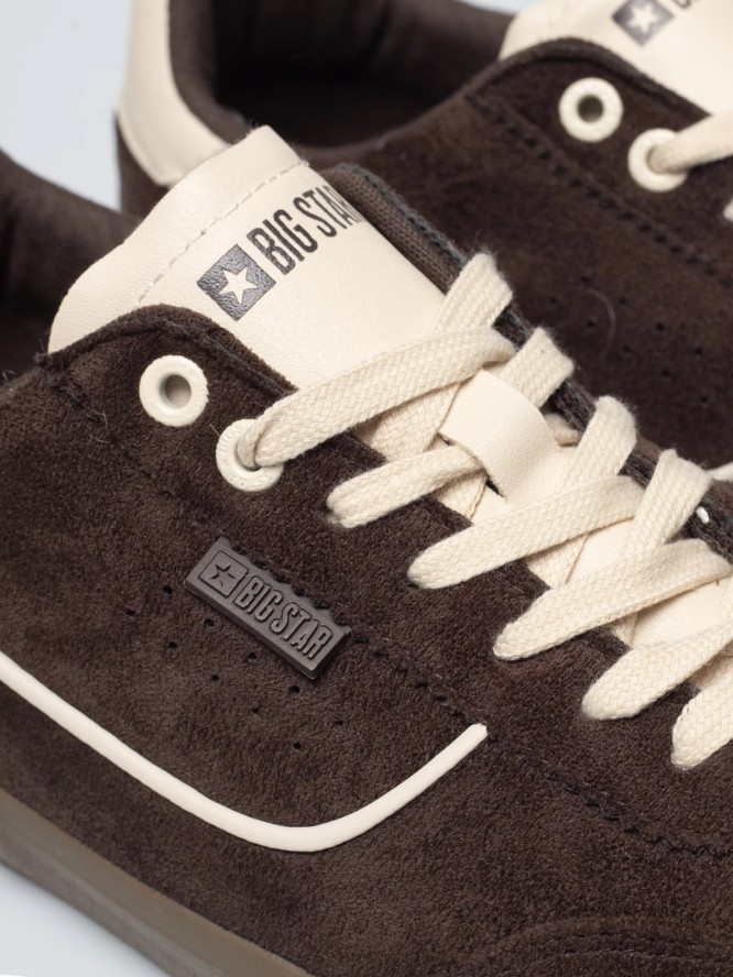 sneakersy męskie z jasnymi akcentami brązowe tt174092 803