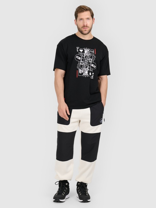 4F T-shirt loose z nadrukiem męski - czarny M
