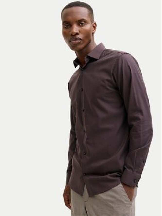 Jack & Jones Koszula Parker 12227385 Bordowy Slim Fit