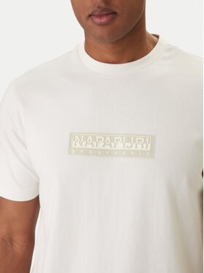 Napapijri T-Shirt S-Box Logo NP0A4IFL Écru Regular Fit
