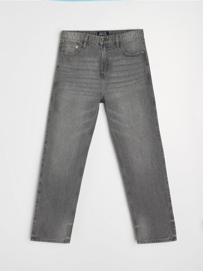 Jeansy loose fit z elektem sprania - szary