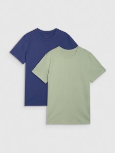 4F T-shirt regular gładki męski (2-pack) - granatowy+khaki S