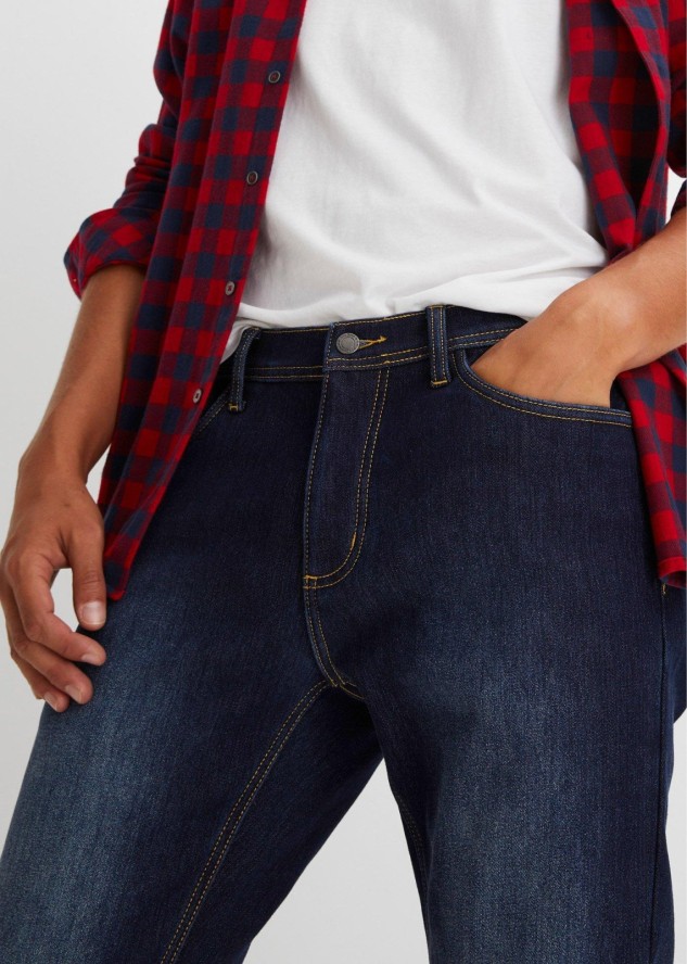 Dżinsy termiczne regular fit, prosta nogawka, z ocieplaną stroną wewnętrzną