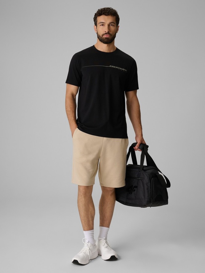 4F T-shirt regular z nadrukiem męski - czarny M