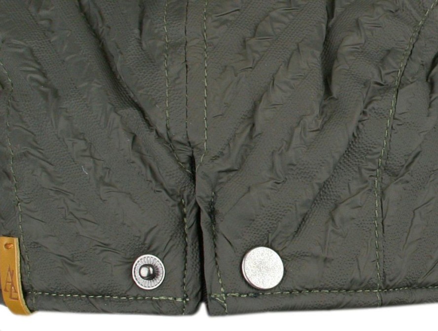 Przejściowy, Lekko Ocieplony Kaszkiet - Alties - Tłoczona Tkanina - Khaki