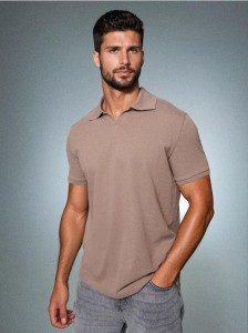 Bawełniana koszulka polo - brązowy