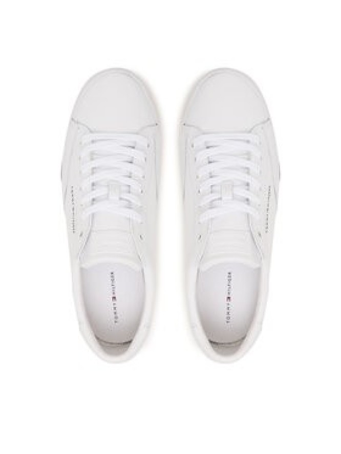 Tommy Hilfiger Sneakersy Signature Midsole Lace-Up Trainers With Leather FM0FM05814 Biały