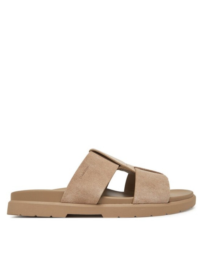 Calvin Klein Klapki Lug Sandal Double T Su HM0HM01800 Brązowy