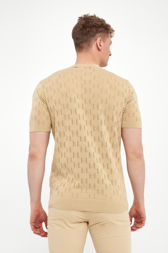T-shirt męski z ażurowym logo KARL LAGERFELD