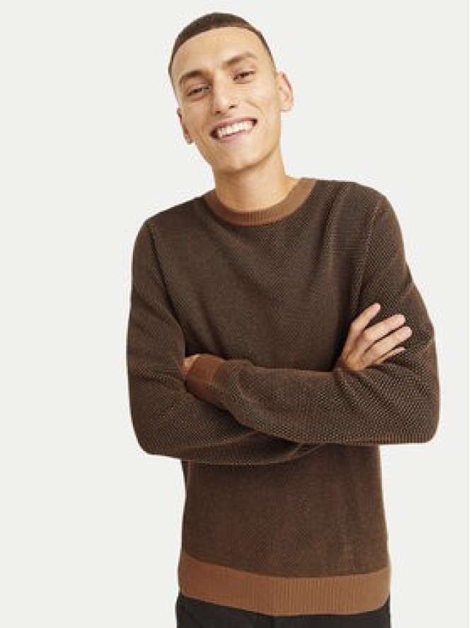 Jack & Jones Sweter Globe 12258139 Brązowy Regular Fit